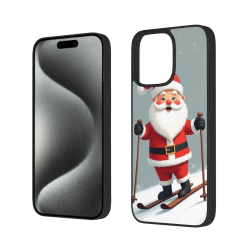 Чехол для iPhone 15 Pro/Pro Max с тематикой Санта-Клауса катающегося на лыжах - OKOMALL